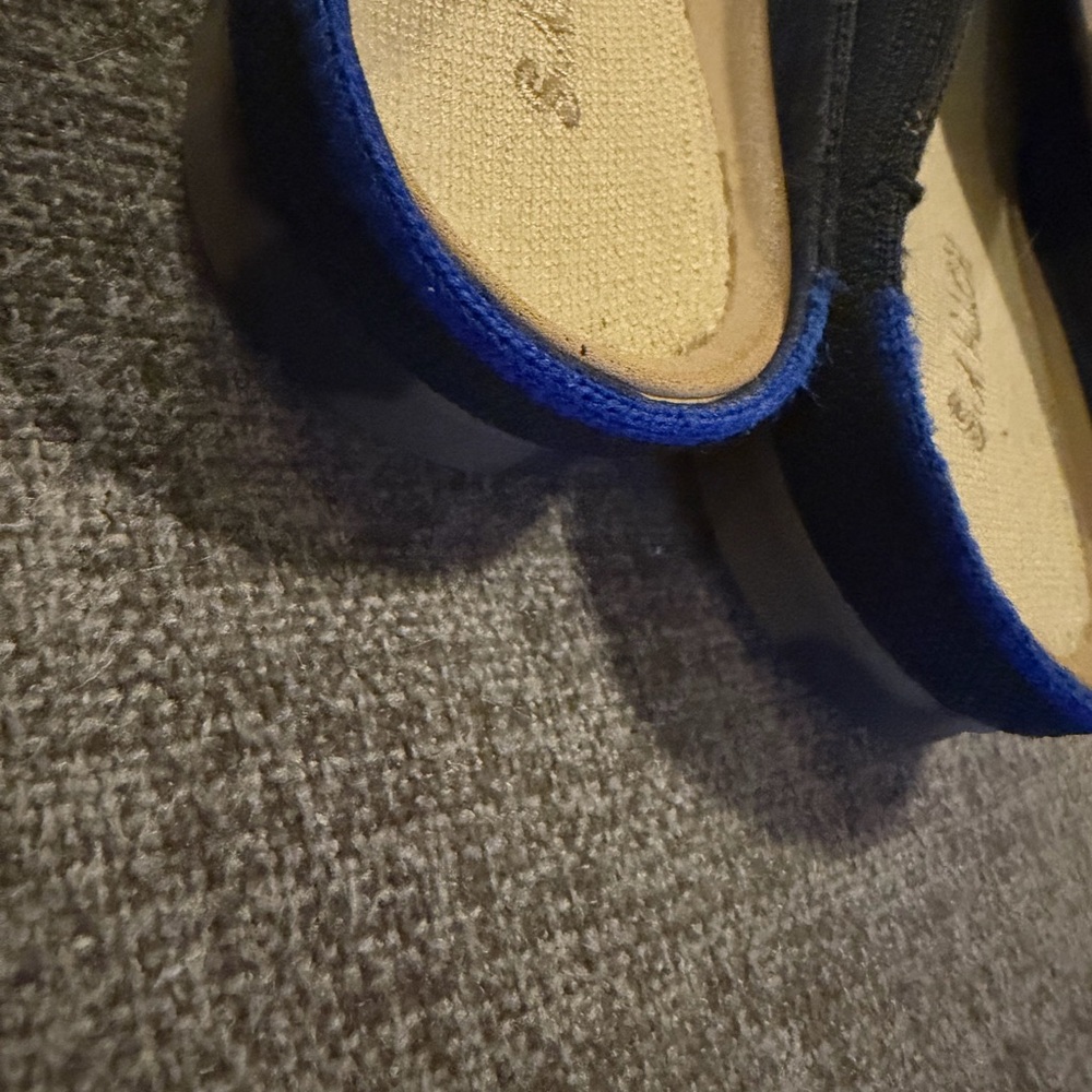 Rothy's Black Pointed Flats with Blue Heel Trim - Picture 7 of 7